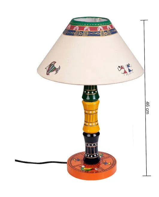 Glossy Wooden Hand Painted Decor Table Lamp For Decorative Gift Item - ArtyCraftz.com