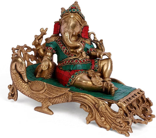 God Ganesha Brass Idol In Resting Position Statue