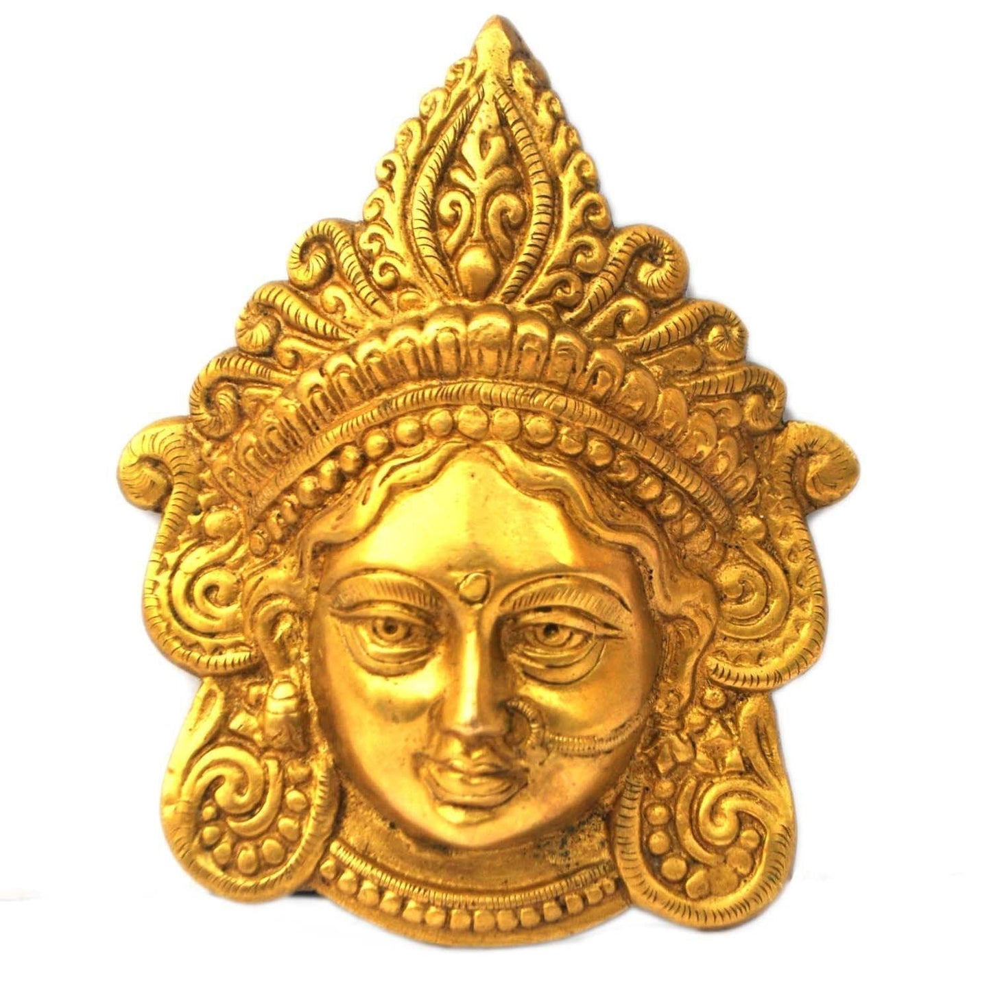 Goddess Maa Durga Brass Metal Made Hanging Wall Decor Antique Finish - ArtyCraftz.com