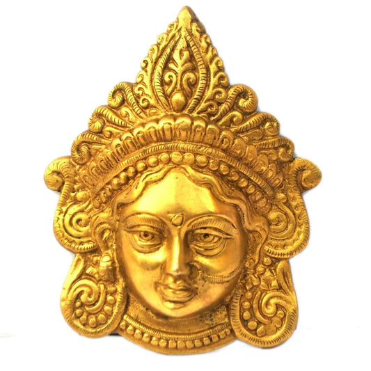 Goddess Maa Durga Brass Metal Made Hanging Wall Decor Antique Finish - ArtyCraftz.com
