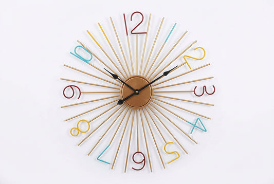 Gold Iron Sunburst Wall Clock-24 Inches