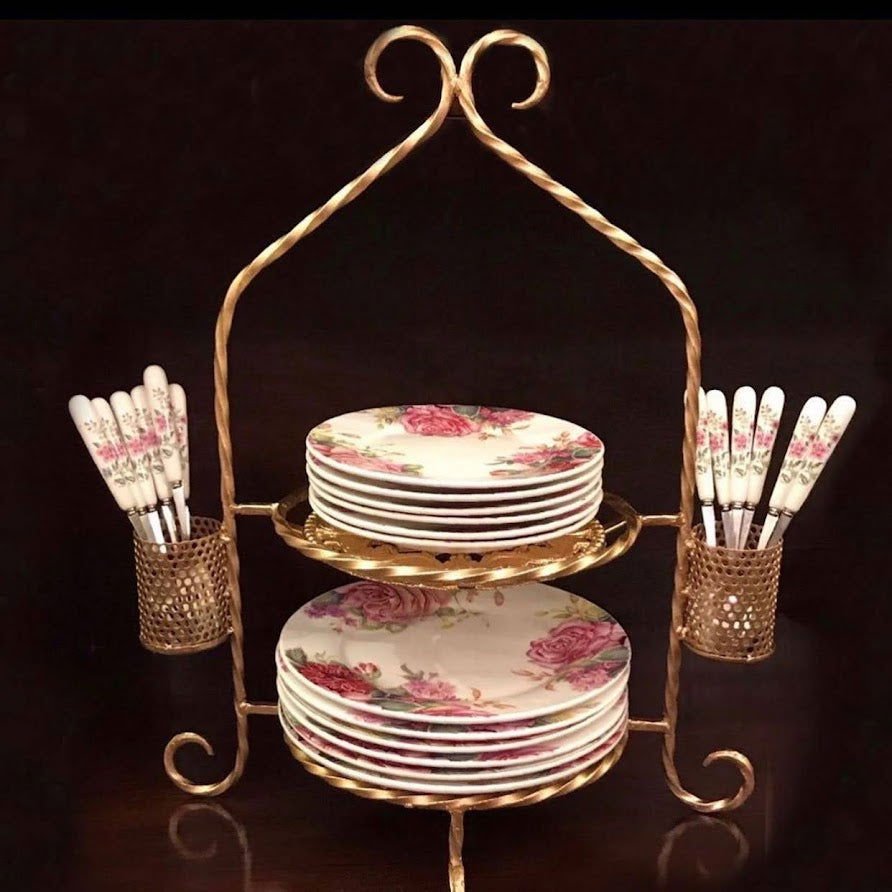 Gold Kitchen Dish Rack with Cutlery & Plate Holder – Modular Utensils Stand - ArtyCraftz.com