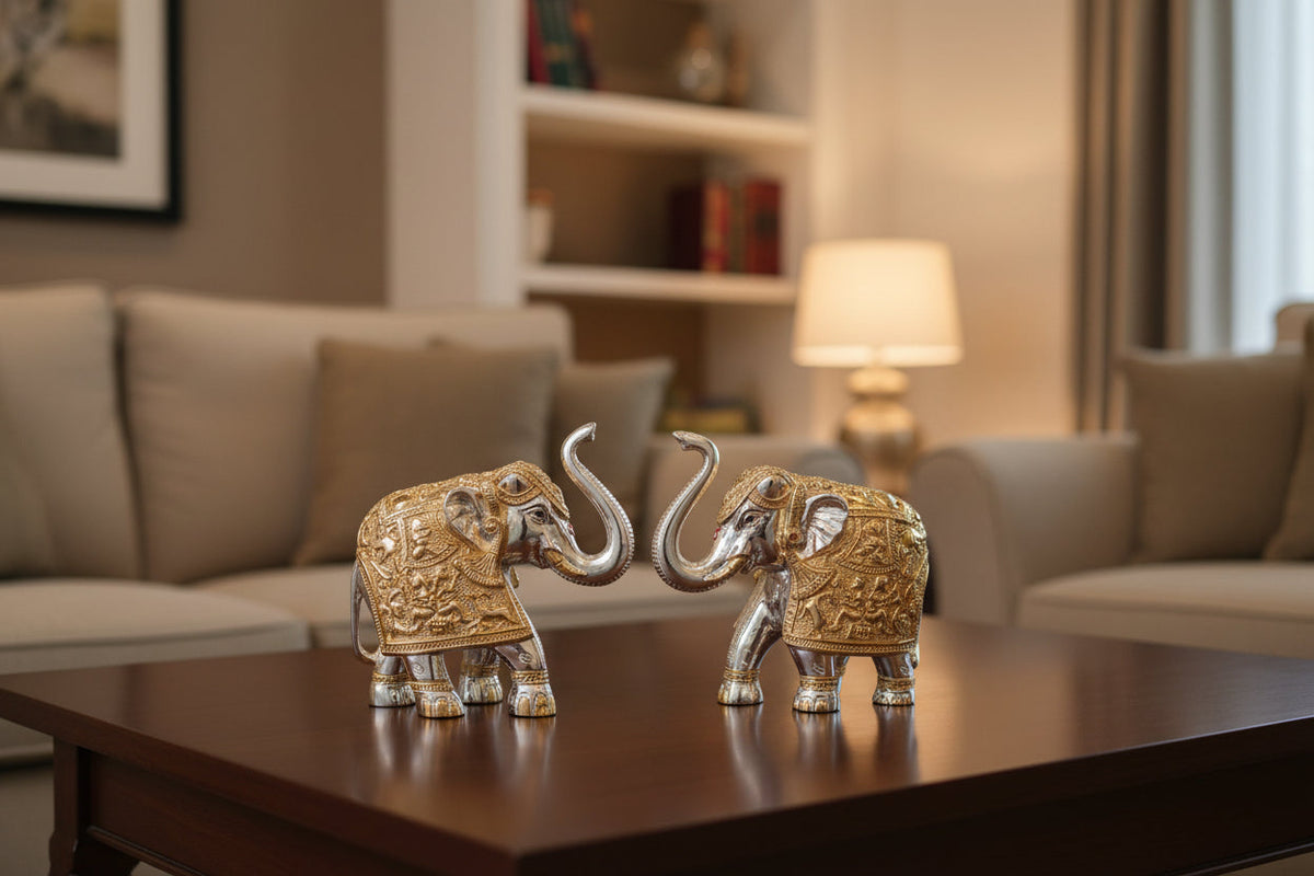Gold & Silver Elephant Pair Table Decor – ArtyCraftz.com