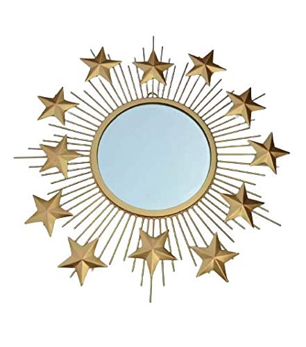 Gold Starburst Wall Mirror – Luxury Sunburst Metal Mirror Decor (22 Inches)-rtyCraft.com