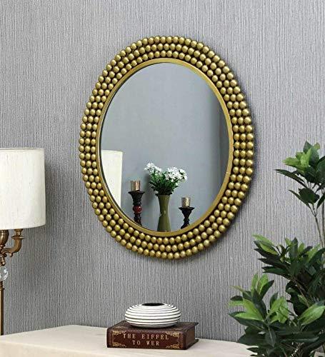 Golden Beaded Round Wall Mirror-ArtyCraftz.com