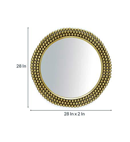 Golden Beaded Round Wall Mirror-ArtyCraftz.com