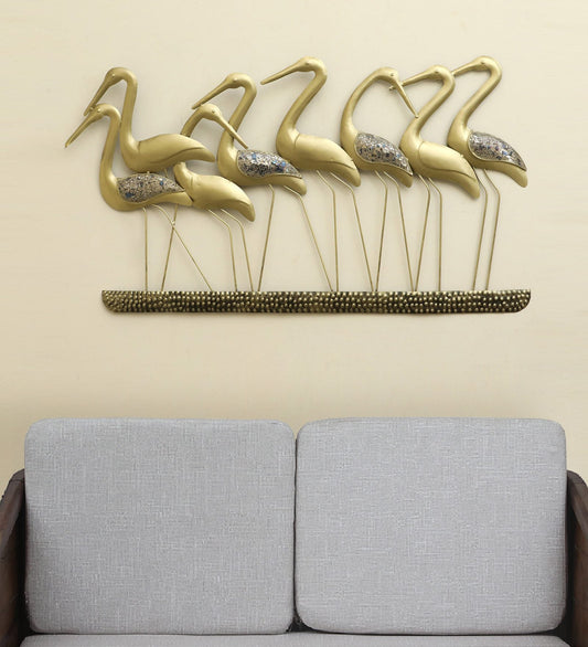 Golden Flamingo Birds Wall Art-ArtyCraftz.com