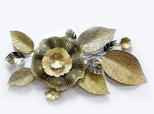 Golden Floral Metal Wall Art-ArtyCraftz.com
