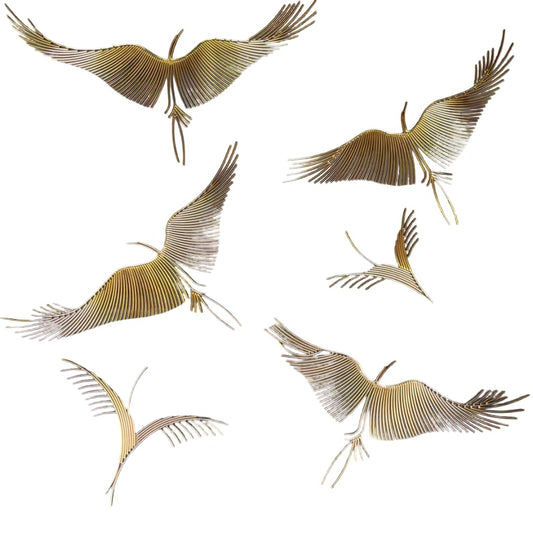 Golden Flying Cranes Metal Wall Art Set Main Image-ArtyCraftz.com