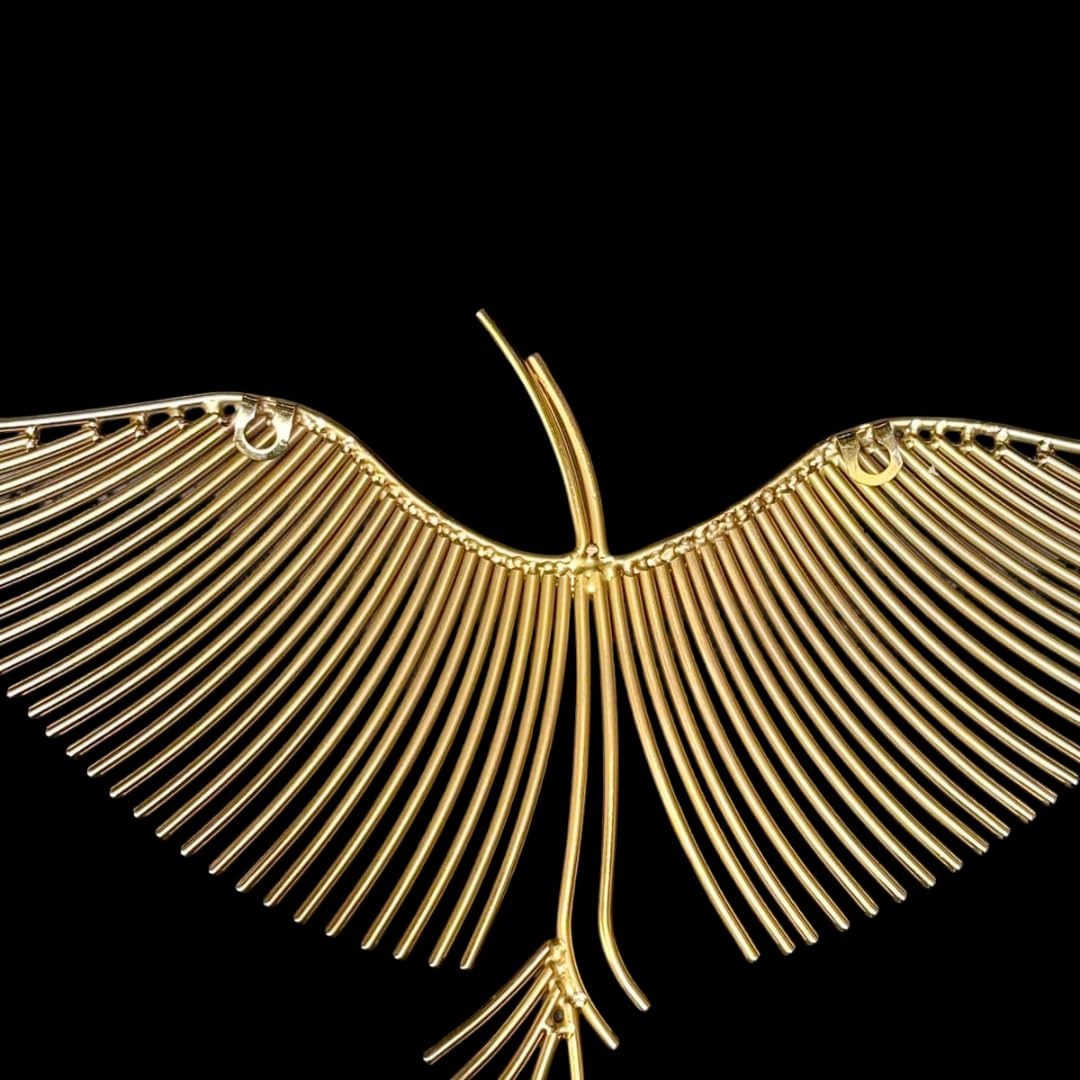 Golden Flying Cranes Metal Wall Art Set Back View-ArtyCraftz.com
