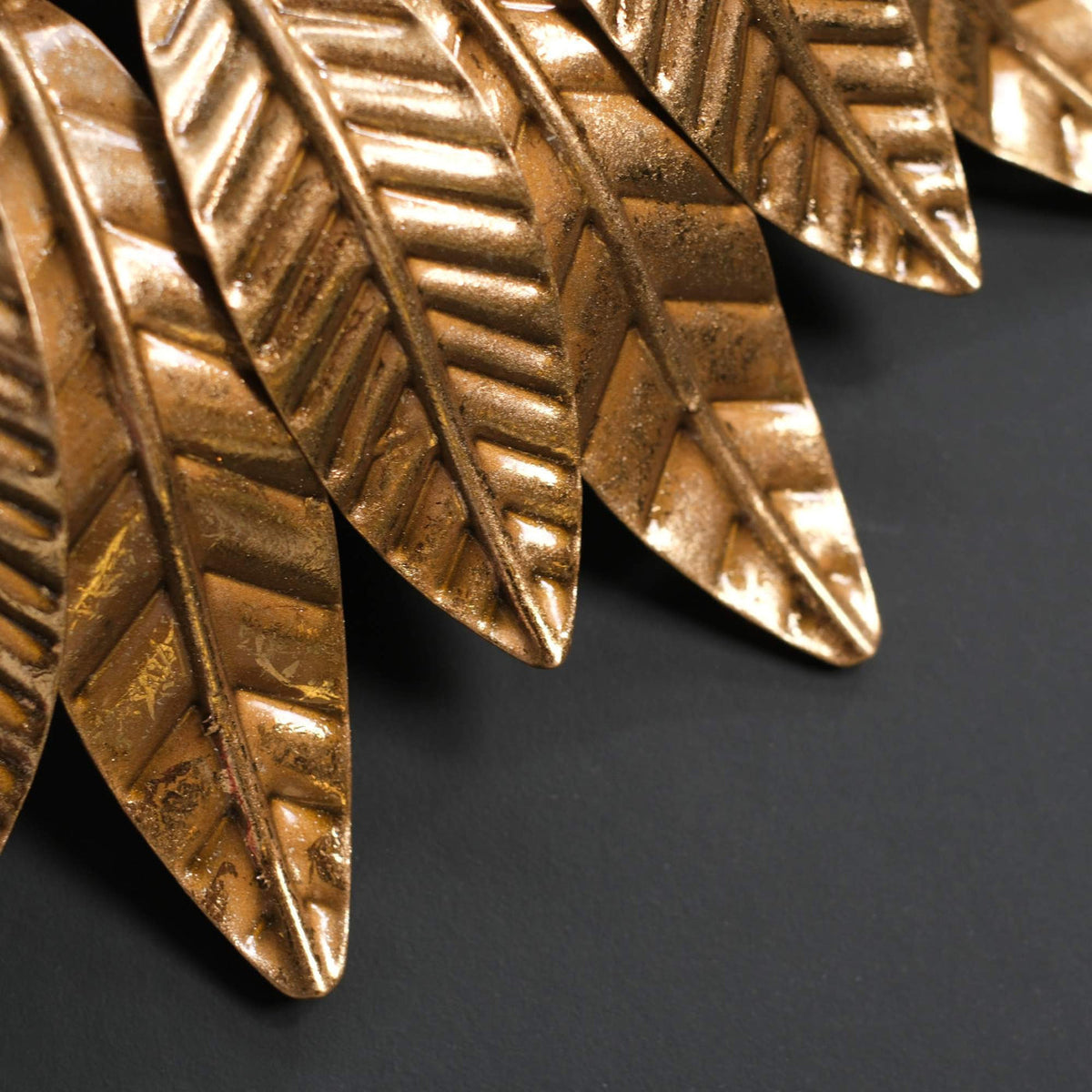 Golden Leaf Sunburst Wall Mirror Right View-ArtyCraftz.com