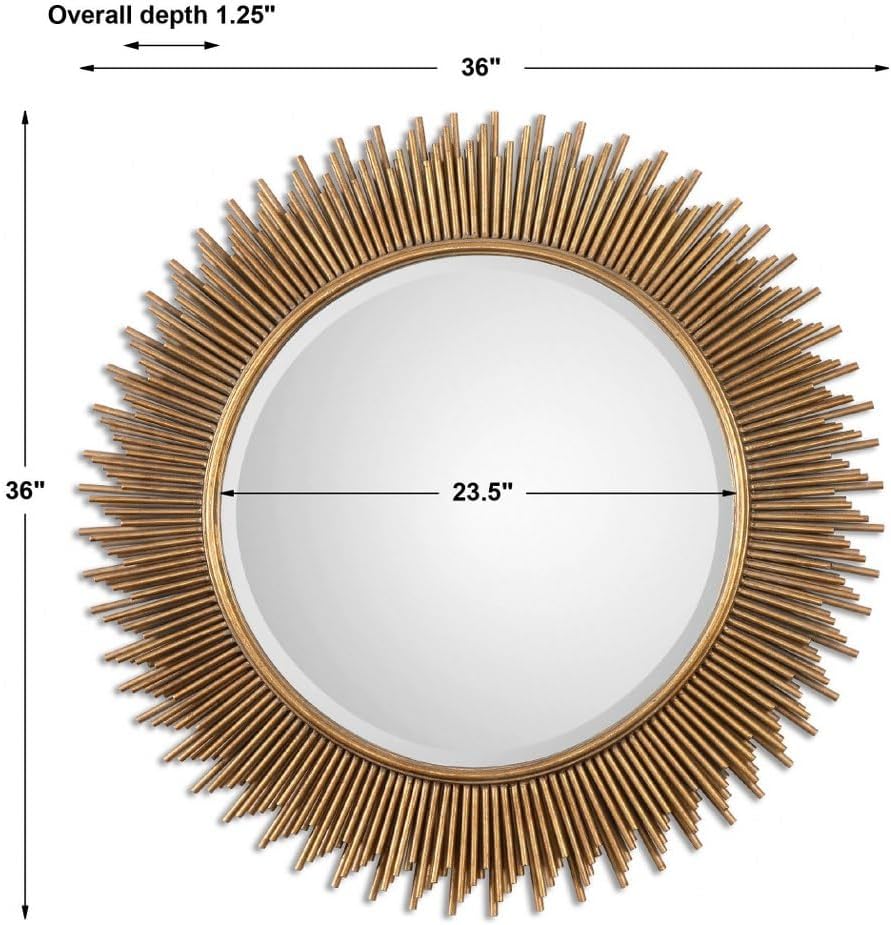 Golden Radiance Sunburst Wall Mirror Measurement-ArtyCraftz.com