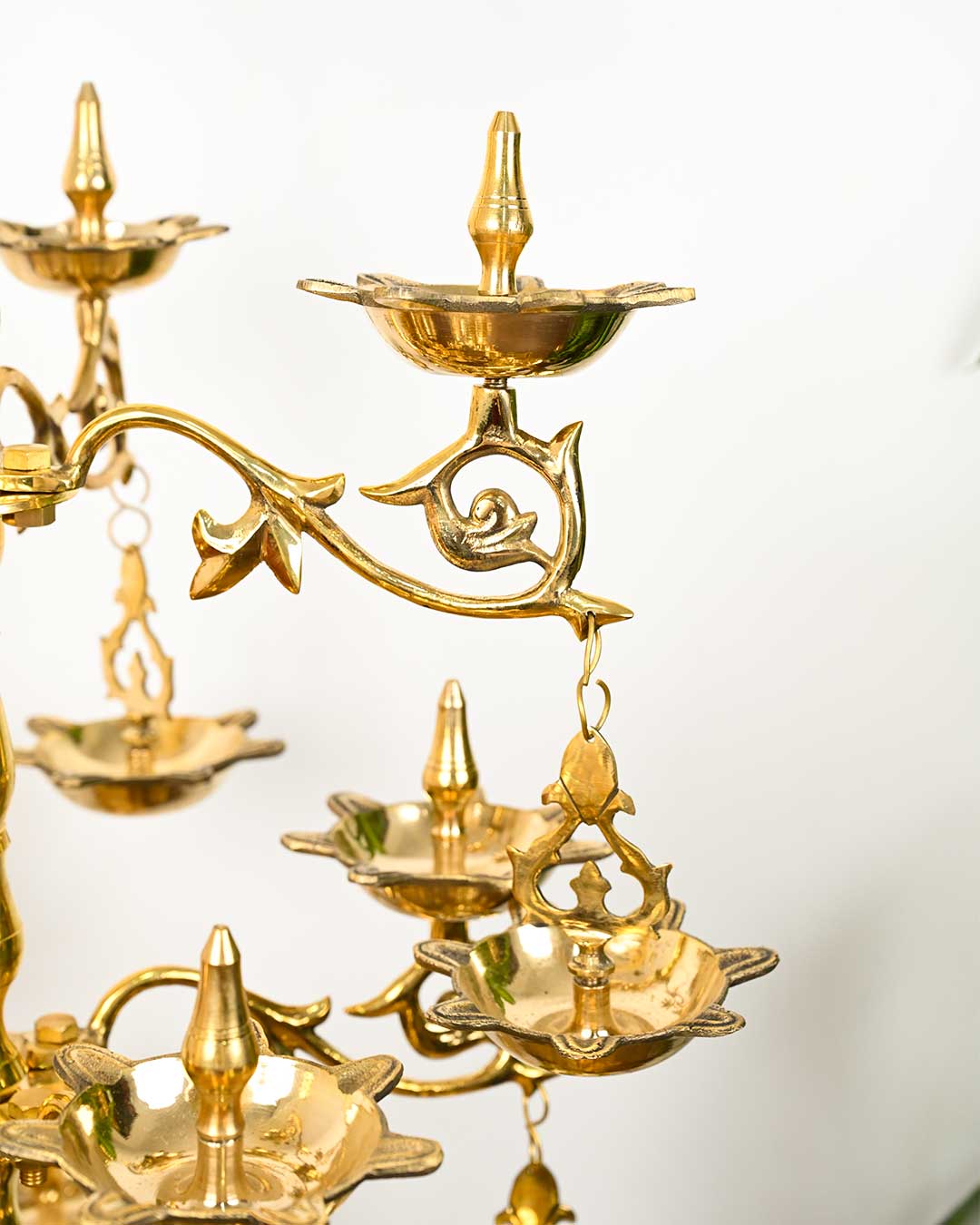 Grand Brass Peacock Design 4 Layer Standing Pooja Lamp-ArtyCraftz.com