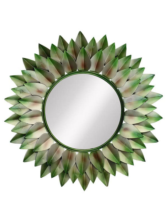 Green Lotus Bloom Wall Mirror Main Image-ArtyCraftz.com