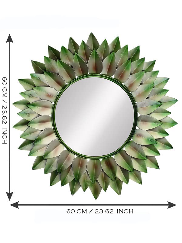 Green Lotus Bloom Wall Mirror Measurement-ArtyCraftz.com