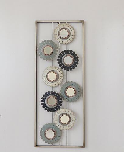 Hallow Flowers with Mirror Metal Wall Decor with Frame