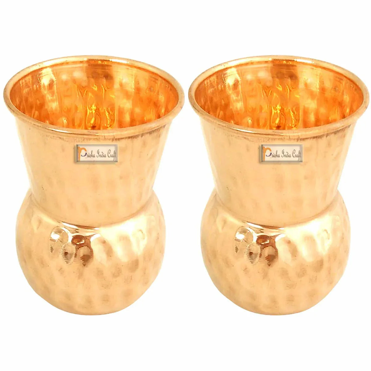 Hammered Copper Glass Tumbler, Drinkware & Serveware Set, Matka Tumbler Design (300 ml Each, Set of 2) - ArtyCraftz.com