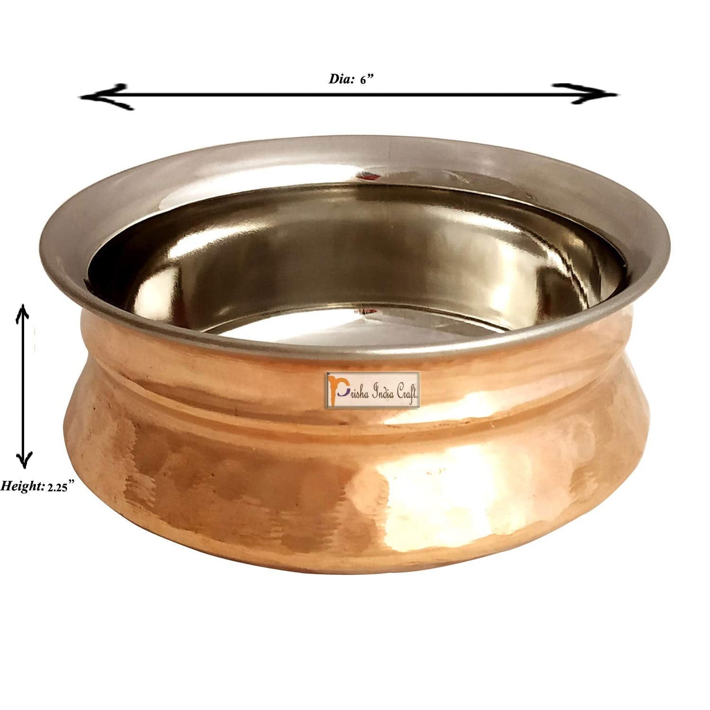 Hammered Steel Copper Handi Bowl, Serving Indian Dishes, 500 ML - ArtyCraftz.com