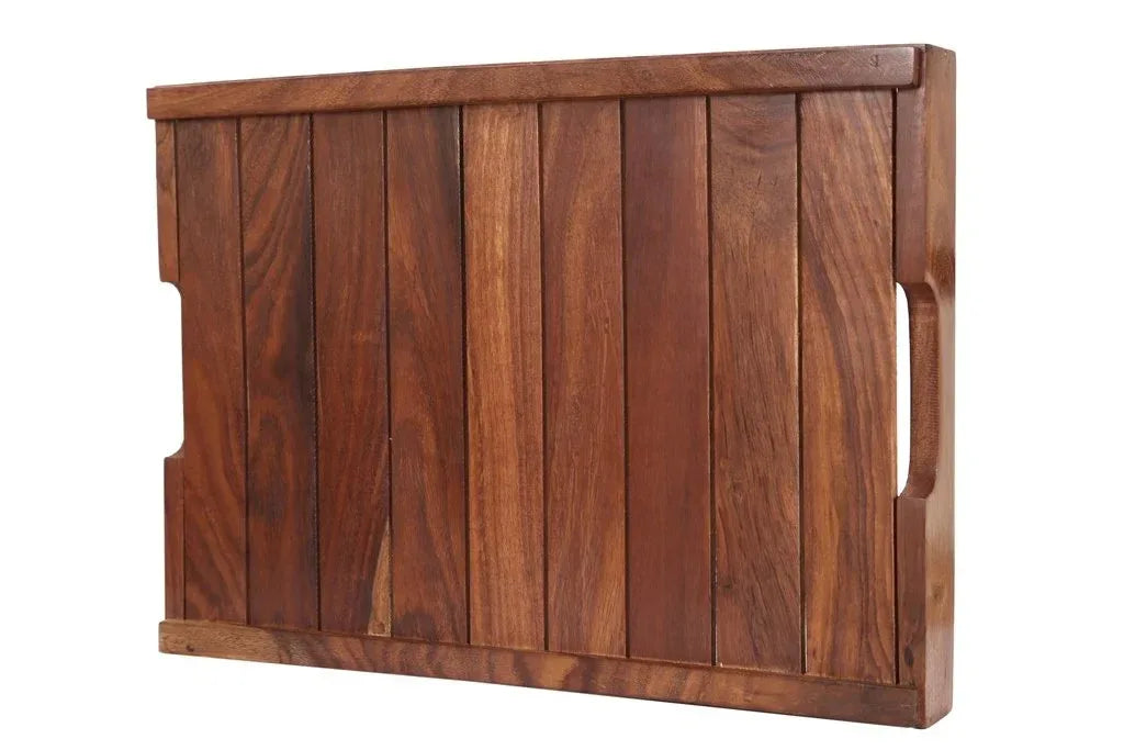 Hand Crafted Brown Wooden Serving Tray In Sheesham Wood (14 x 10 Inch) Dinnerware - ArtyCraftz.com
