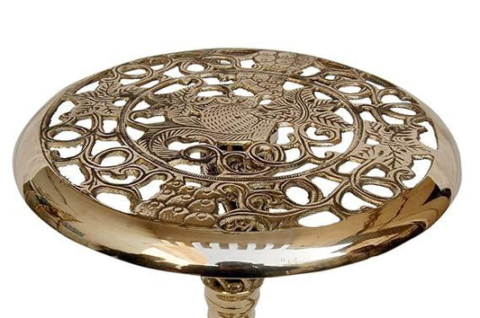 Hand Crafted Elegant Jali Work & Meenakari patterrn Brass Stool/Corner Table - ArtyCraftz.com