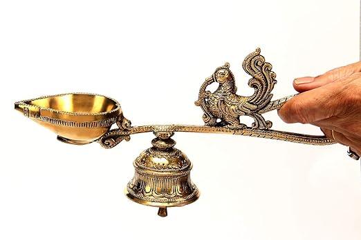 Hand Diya with Bell Two in One Diya on Top and Bell in Base - ArtyCraftz.com
