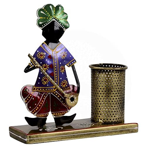 Hand Painted Human Theme Home Table Decor Decorative Pen Stand Showpiece