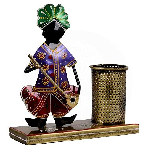 Hand Painted Human Theme Home Table Decor Decorative Pen Stand Showpiece