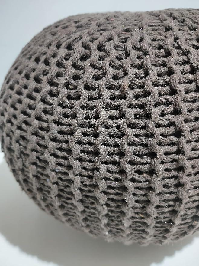 Hand braided Grey Cotton Pouf