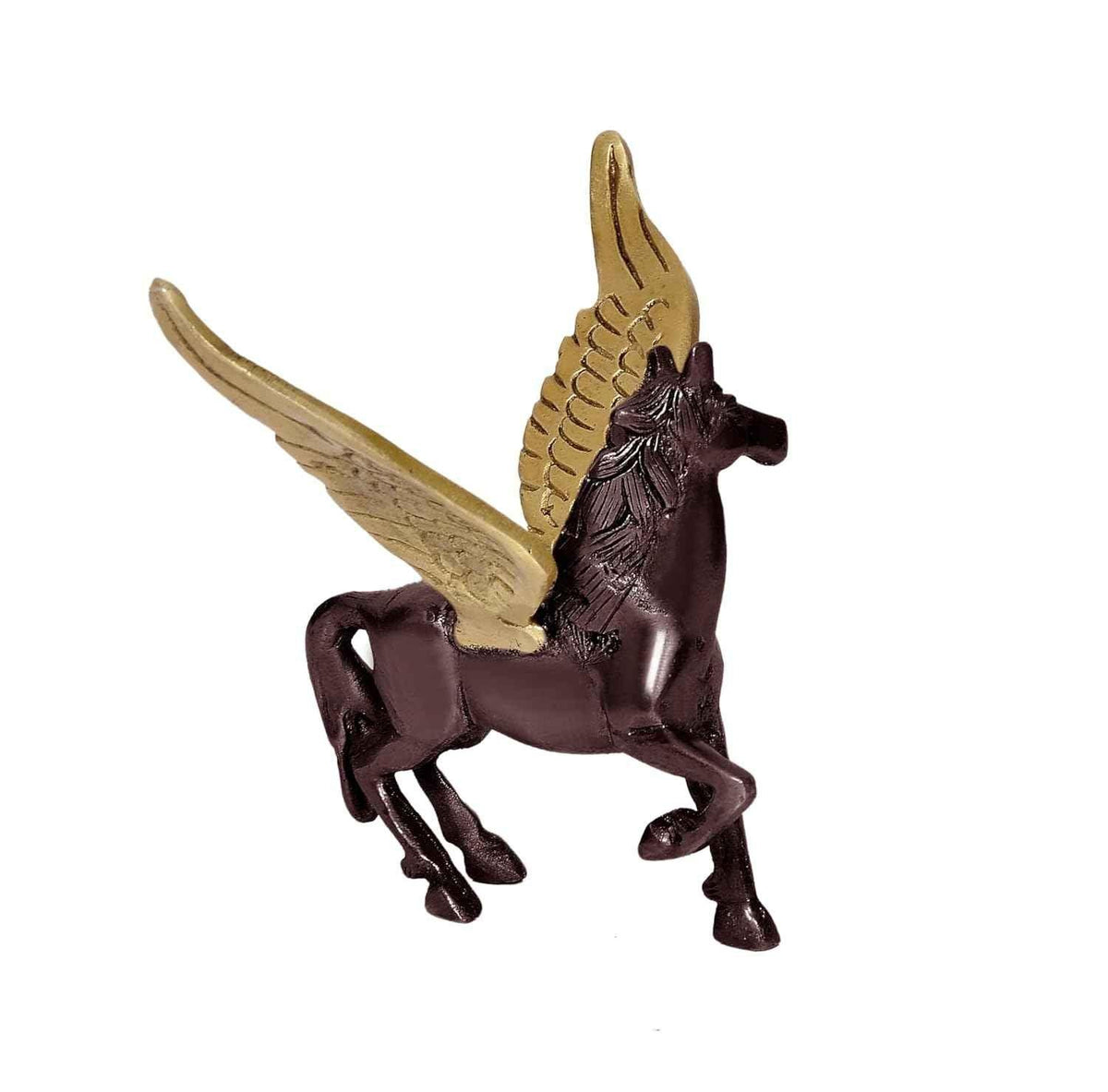 Brass Pegasus Flying Horse Statue 4 Inch Handcrafted Winged Horse Figurine | Available in Antique Gold & Two-Tone Brown Gold