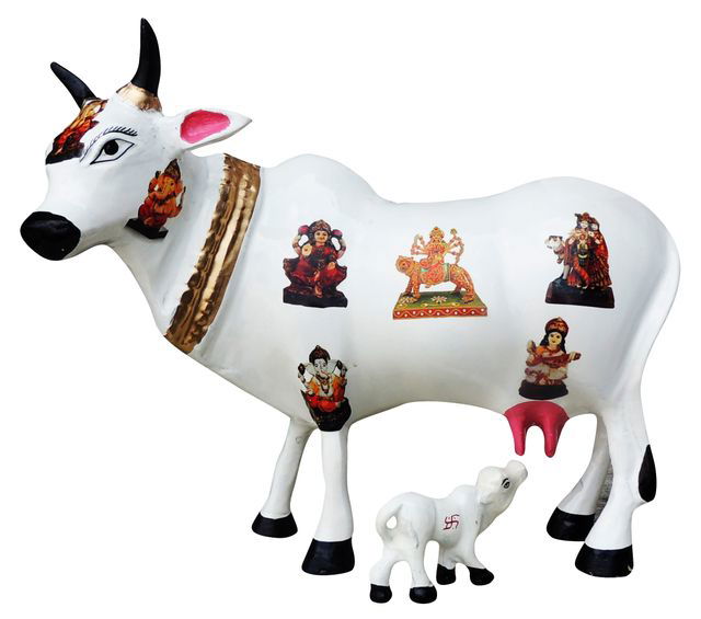 Handcrafted Aluminium Cow and Calf for Pooja 13*4*11 Inches - ArtyCraftz.com