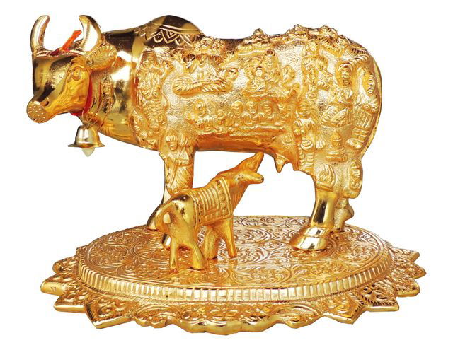 Handcrafted Aluminium Cow and Calf for Pooja,Home Decor and Gifting - ArtyCraftz.com