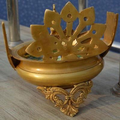 Handcrafted Antique Brass Peacock Urli - ArtyCraftz.com