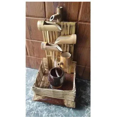 Handcrafted Bamboo Fountain on Bamboo Weaved Holder - ArtyCraftz.com