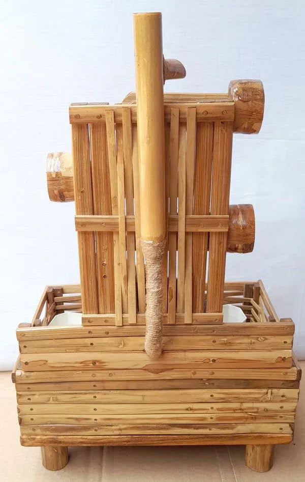 Handcrafted Bamboo Fountain on Bamboo Weaved Holder - ArtyCraftz.com