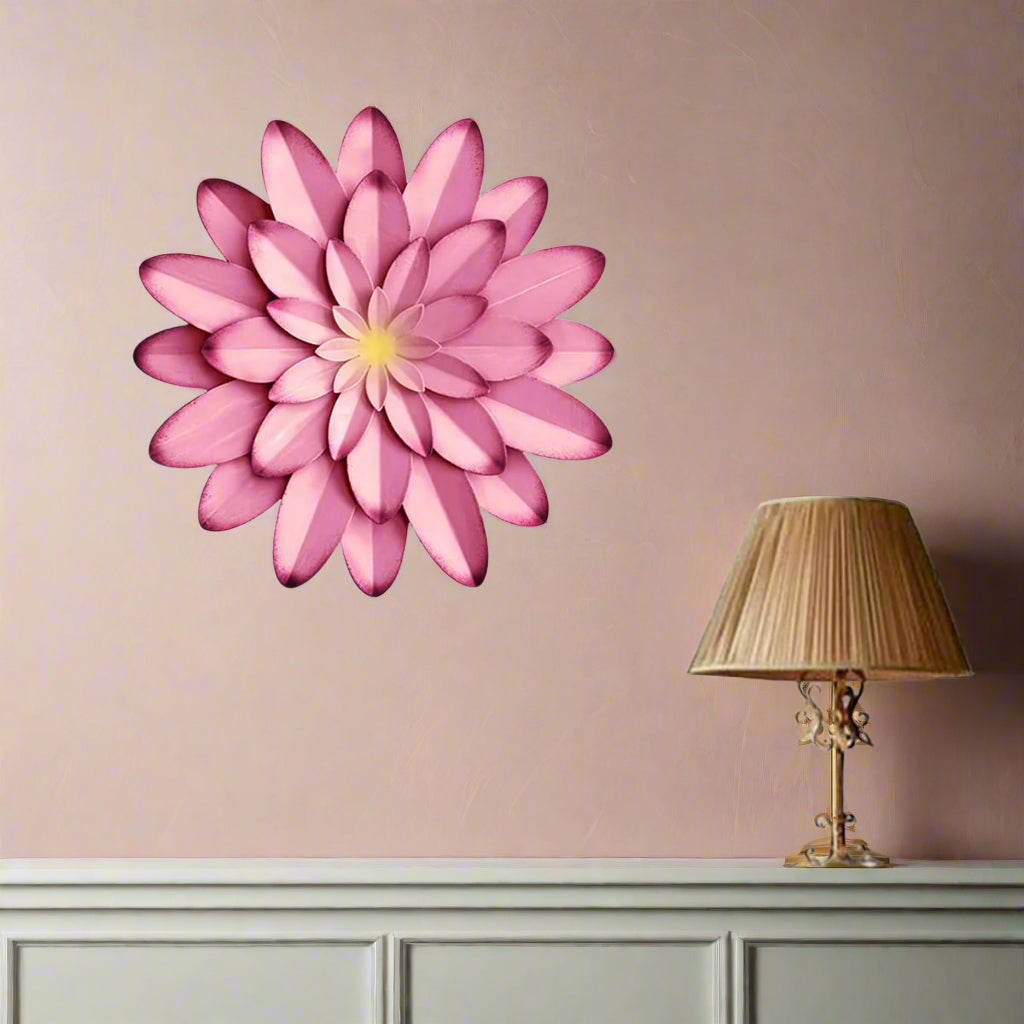 Handcrafted Bloomed Pink Lotus Wall Art-ArtyCraftz.com