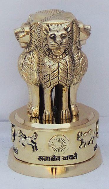 Handcrafted Brass Ashoka Pillar for Table Decor and Gifting 4.4*4.4*6.5 Inches - ArtyCraftz.com