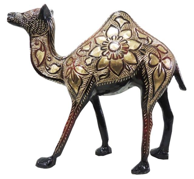 Handcrafted Brass Camel Showpiece – Floral Engraved Decorative Figurine
