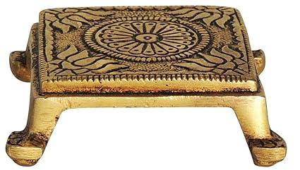Handcrafted Brass Chowki Pooja Home Decor 2.2*2.2*0.5 Inches - ArtyCraftz.com