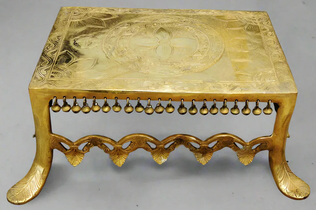 Brass Decorated Grand Chowki with Bells-ArtyCraftz.com