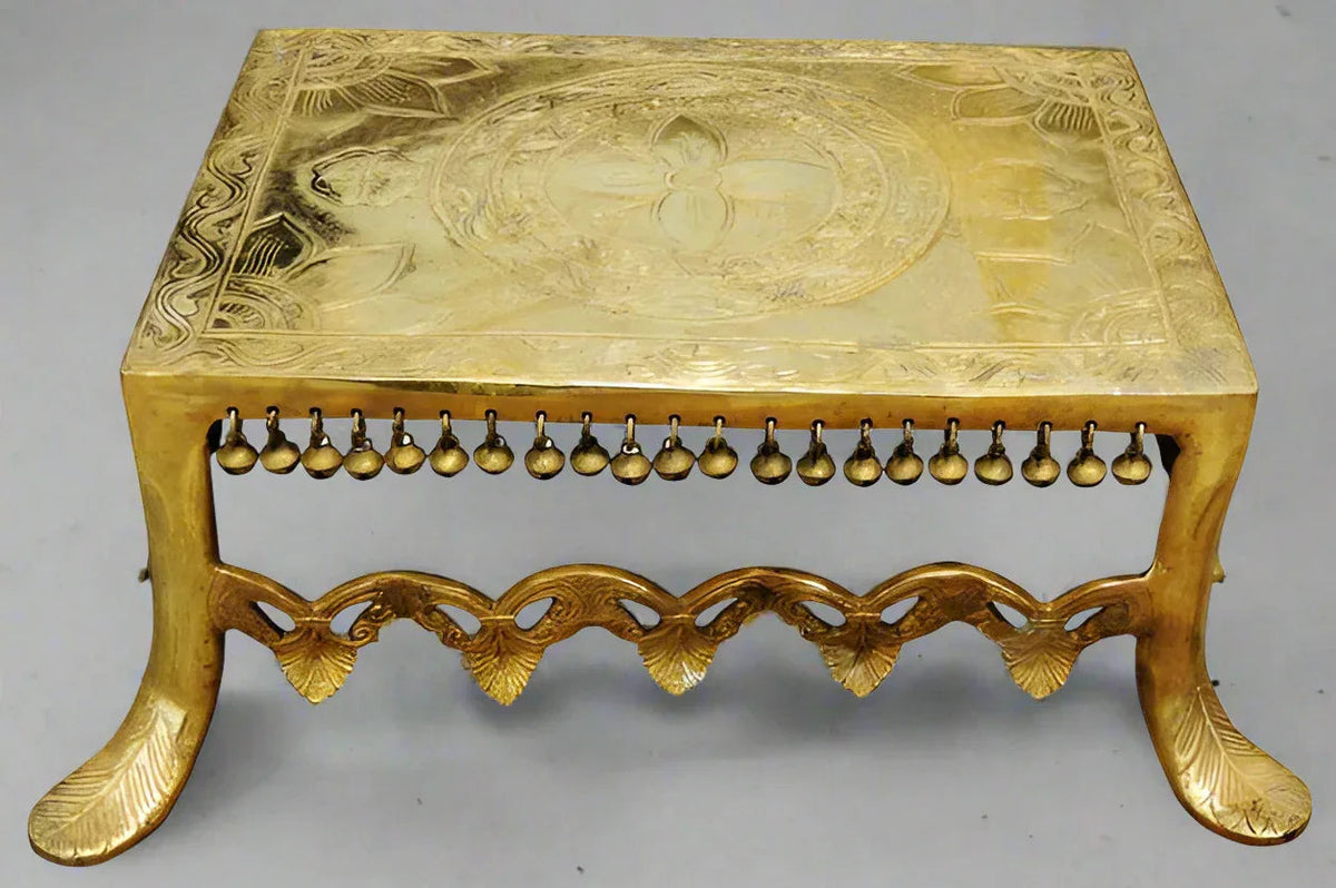 Brass Decorated Grand Chowki with Bells-ArtyCraftz.com