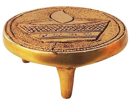 Handcrafted Brass Chowki for Pooja and Home Decor 3*3*1.5 Inches - ArtyCraftz.com