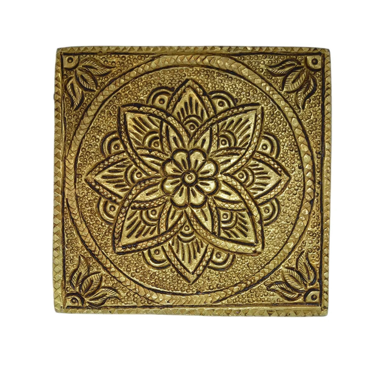 Handcrafted Brass Chowki for Pooja and Home Decor 4*4*1.5 Inches - ArtyCraftz.com
