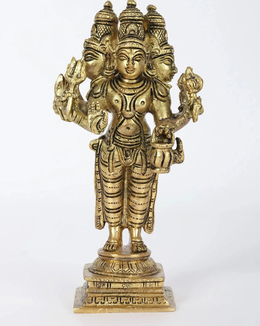 Handcrafted Brass Dattatreya Statue 6 Inches-ArtyCraftz.com