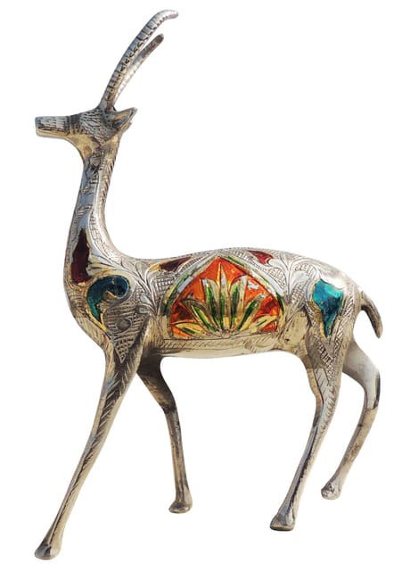 Handcrafted Brass Deer Showpiece for Home Decor and Gifting (6.2*1.6*9.5 Inches) - ArtyCraftz.com