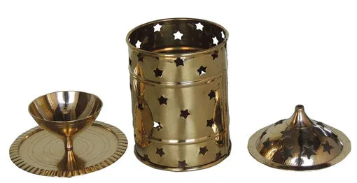 Handcrafted Brass Diya – Antique Deepak for Pooja 4.5x4.5x7.2 inches - ArtyCraftz.com