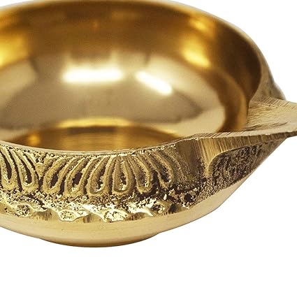 Handcrafted Brass Diya for Pooja and Gifting for House Warming,Wedding (10 Cm)