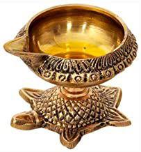 Handcrafted Brass Diya with Turtle Base for Accessories - ArtyCraftz.com
