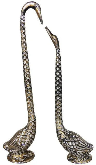 Antique Brass Swan Pair Showpiece for Home Decor and Gifting 4*3*20 Inches - ArtyCraftz.com