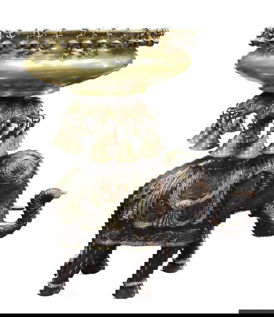 Handcrafted Brass Elephant Urli with Bells - ArtyCraftz.com