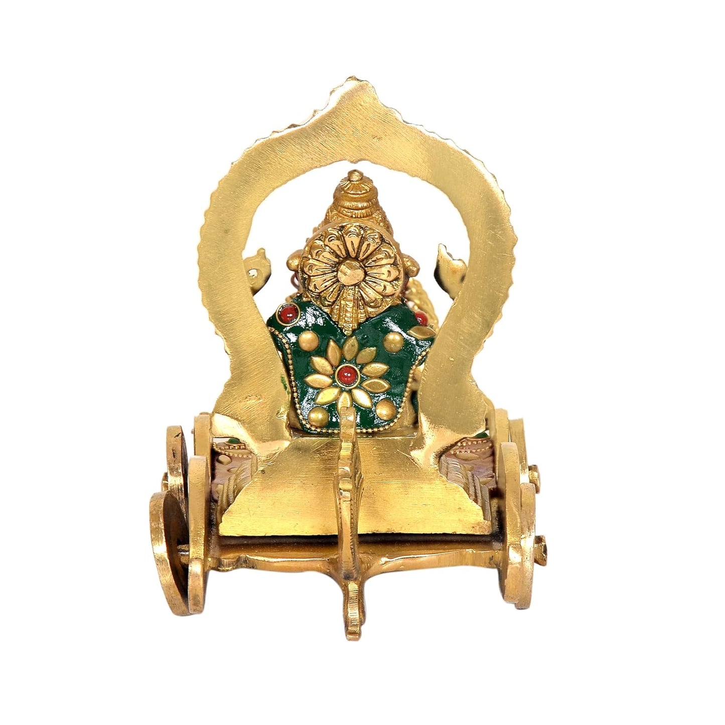 Handcrafted Brass Ganesha Mouse Chariot with Stone Inlay-ArtyCraftz.com